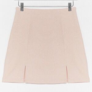NWT Nasty Gal What's Slit Gonna Be High Waisted Mini Skirt Beige Women's Size 4